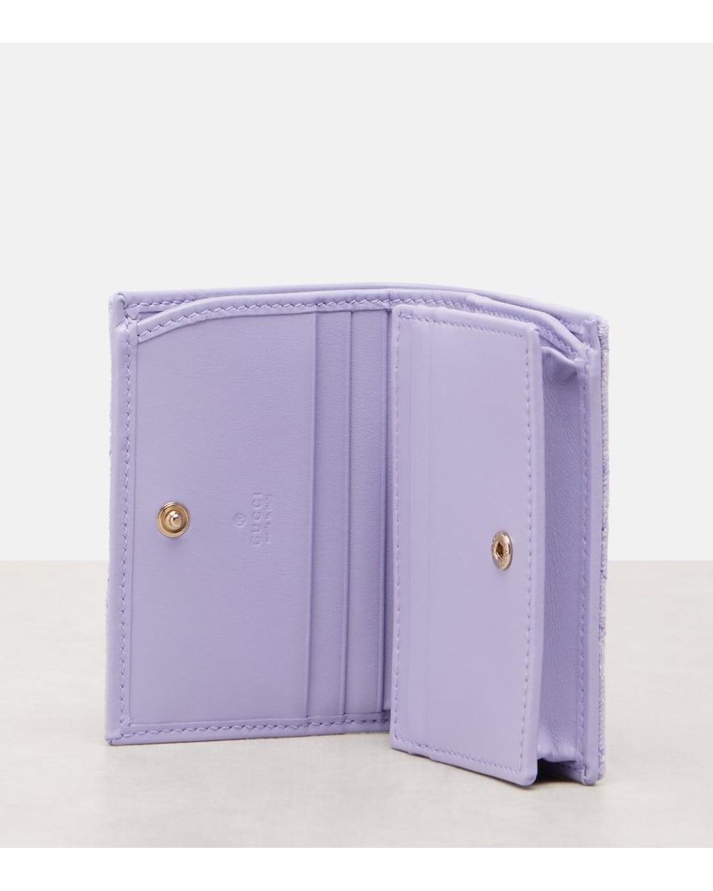 Gucci Gg Marmont Denim Wallet in Purple | Lyst