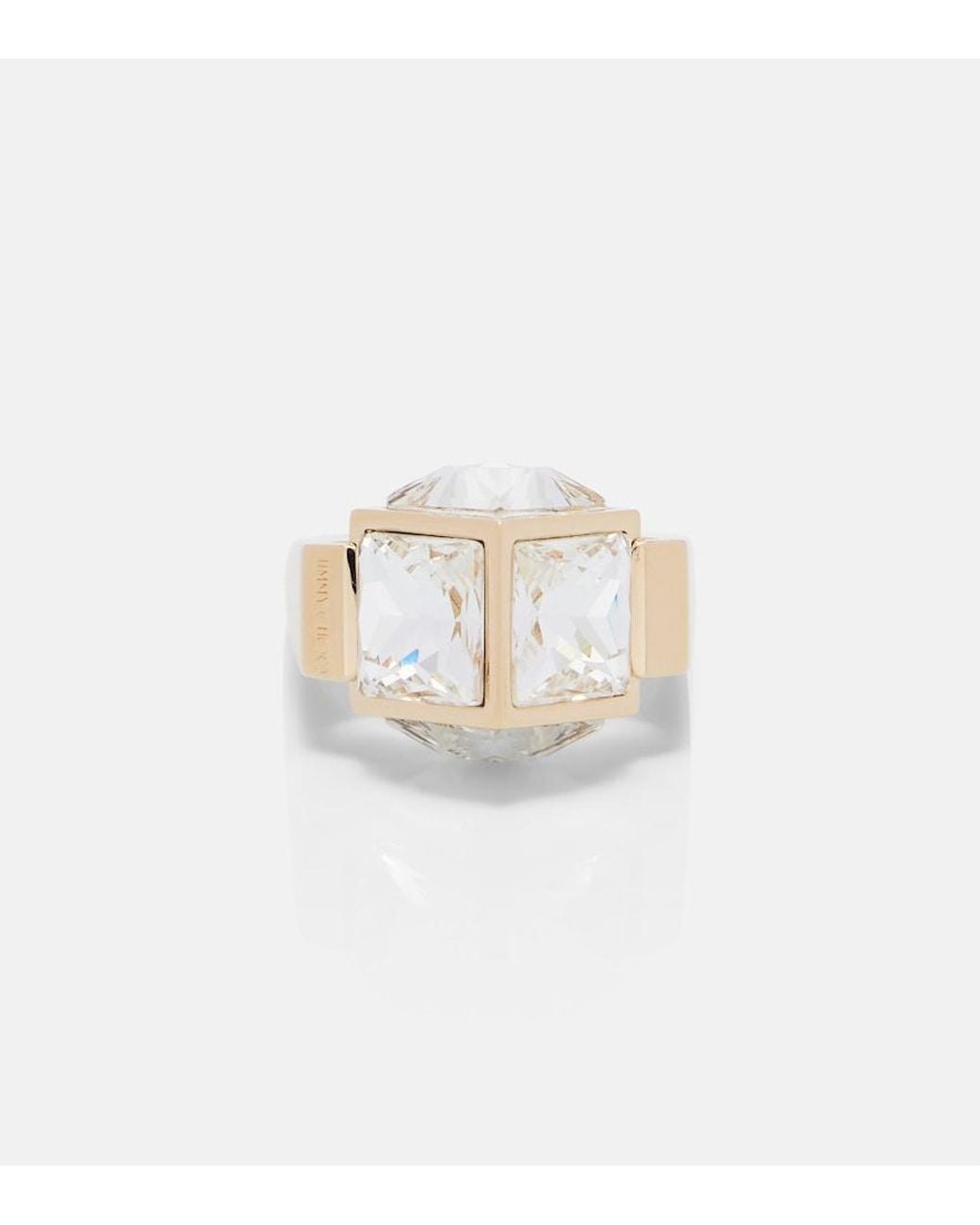Jimmy Choo White Jc Cube Embellished Ring