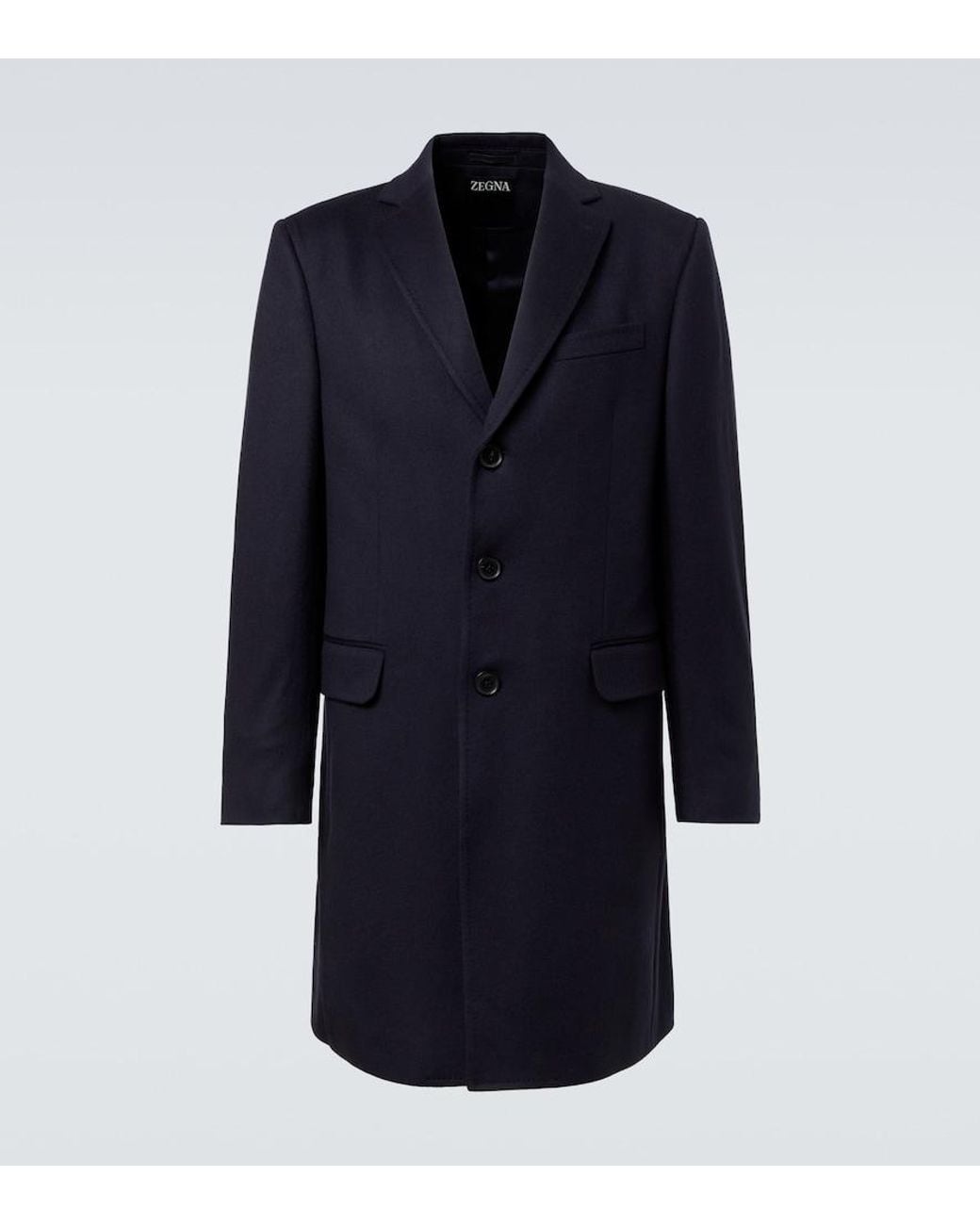 Zegna Blue Wool And Cashmere-Blend Coat for men