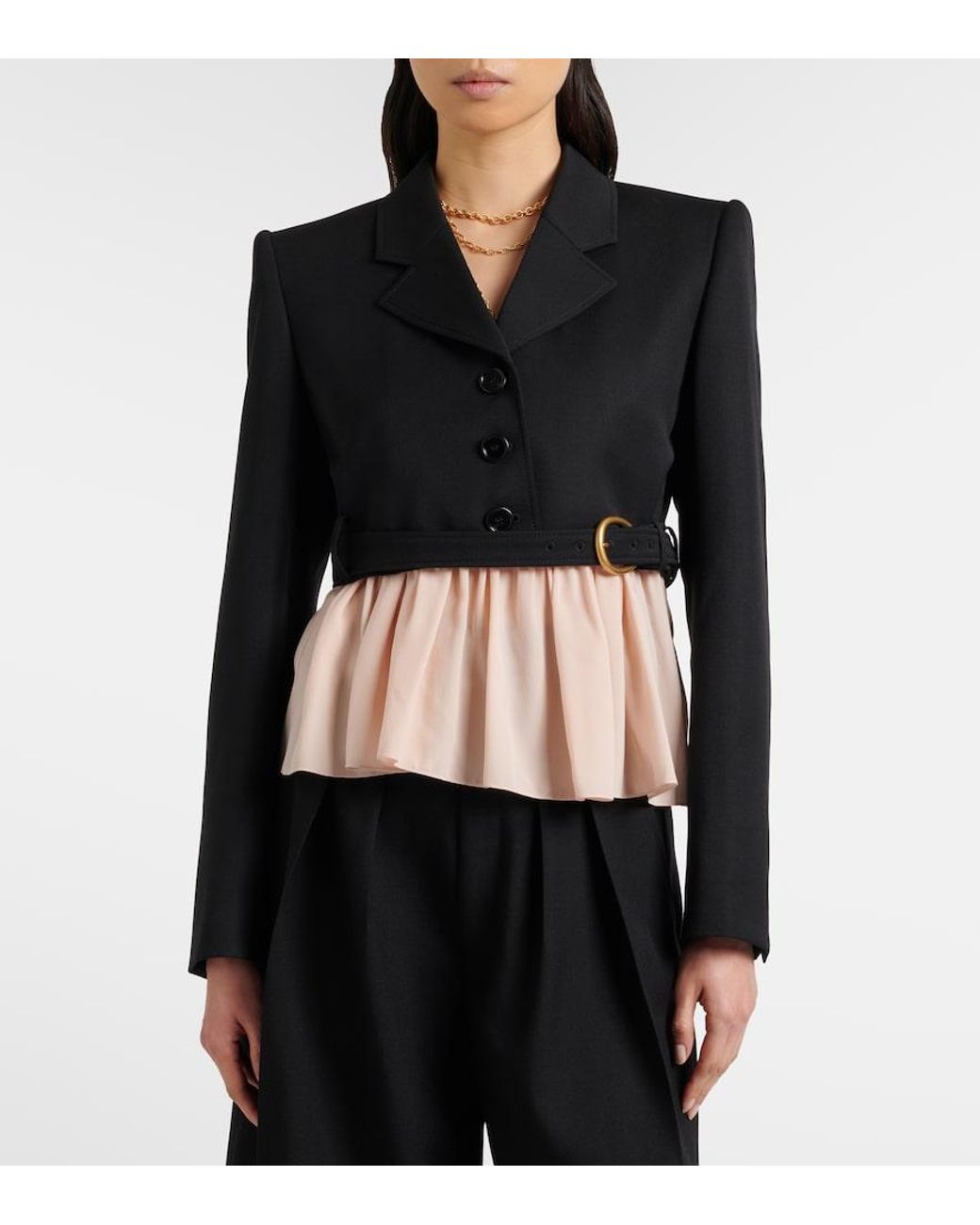 Chloé Black Cropped Virgin Wool Blazer