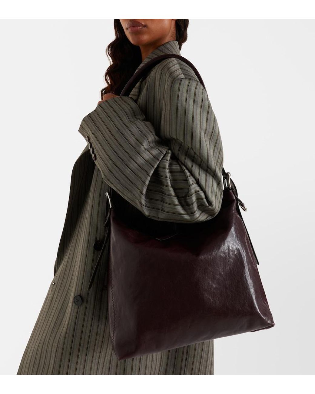 Lemaire Black Small Belted Leather Tote Bag