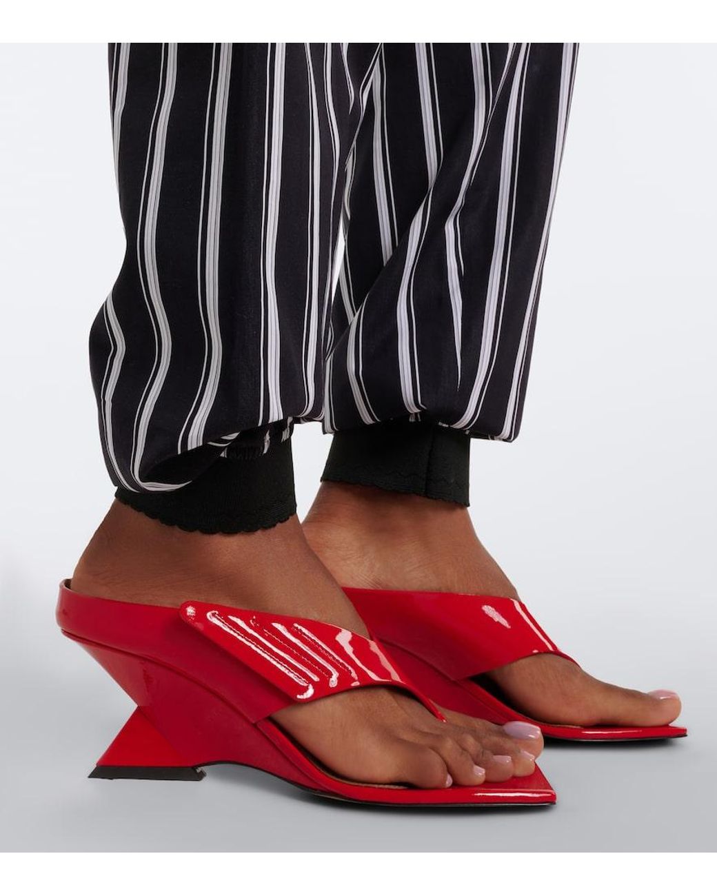 The Attico Red Cheope Patent Leather Thong Sandals