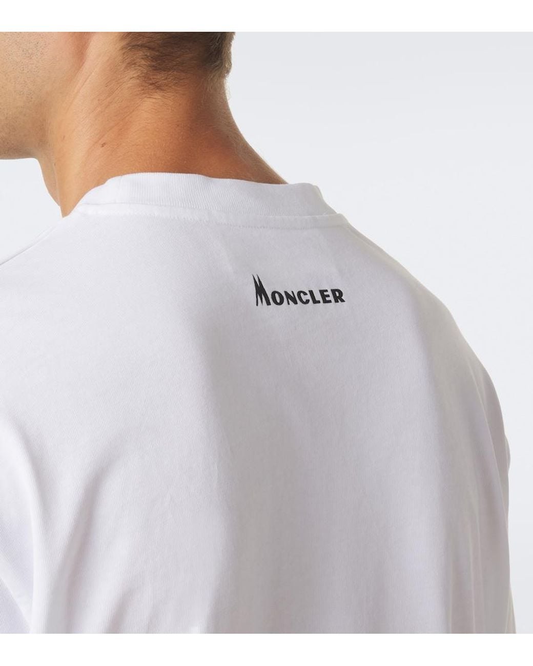 Moncler White Logo Printed Cotton Jersey T-Shirt for men