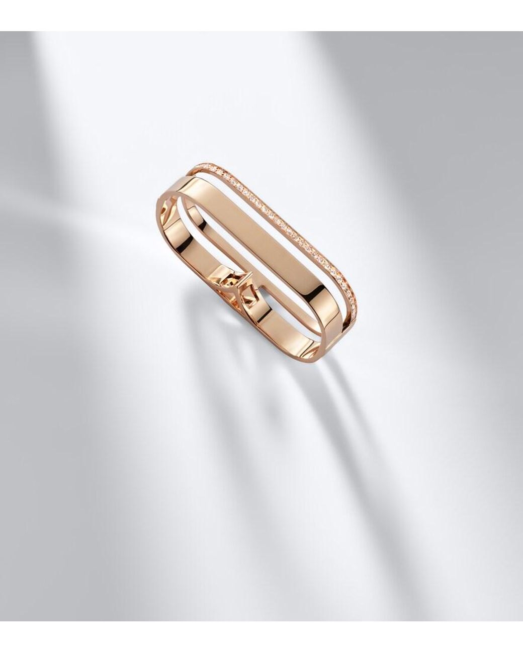 Repossi White Berbere 18Kt Rose Double Ring With Diamonds