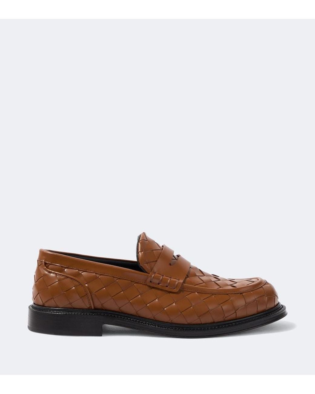 Bottega Veneta Brown James Intrecciato Leather Penny Loafers for men
