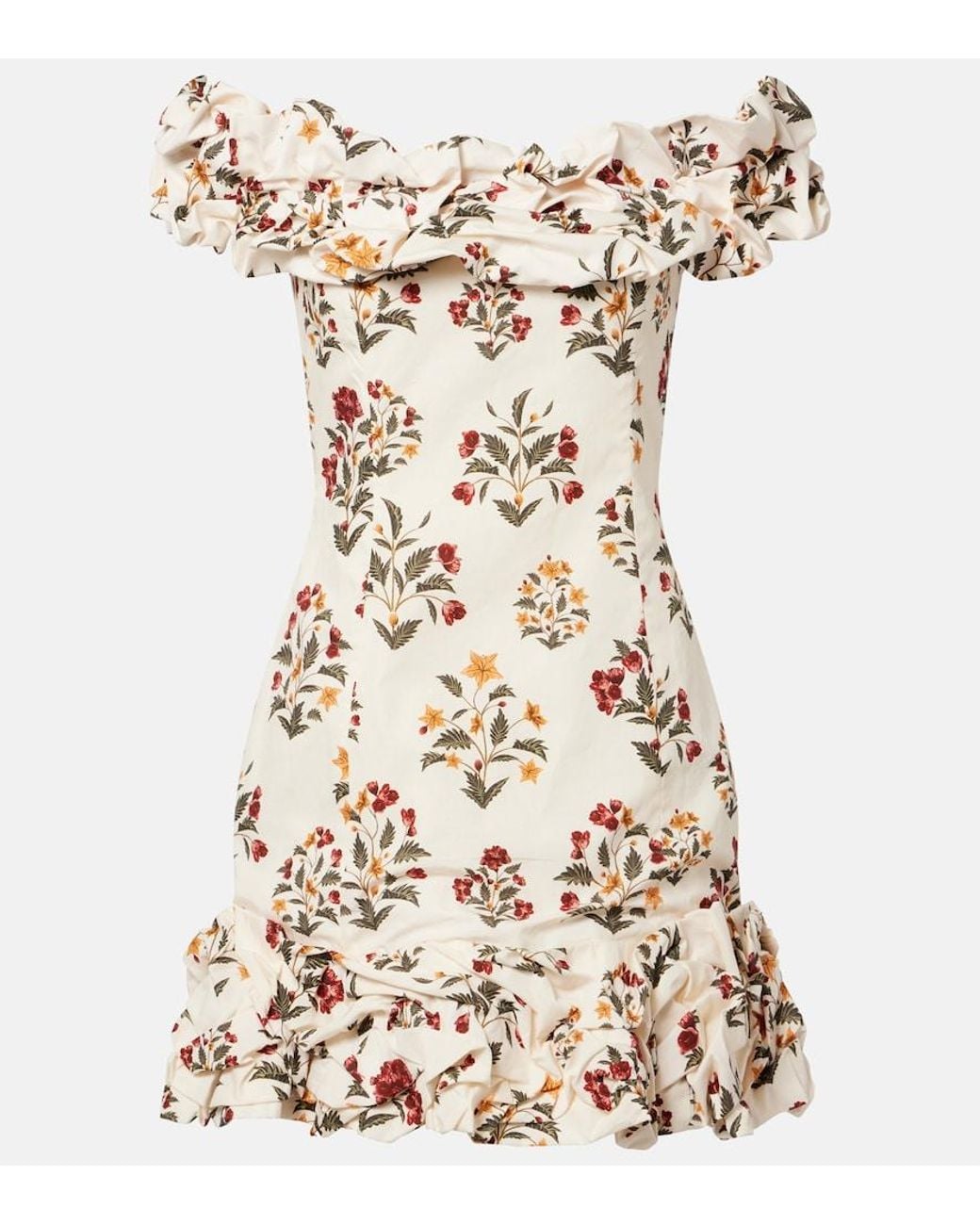 Agua Bendita Natural Floral Ruffled Cotton Minidress