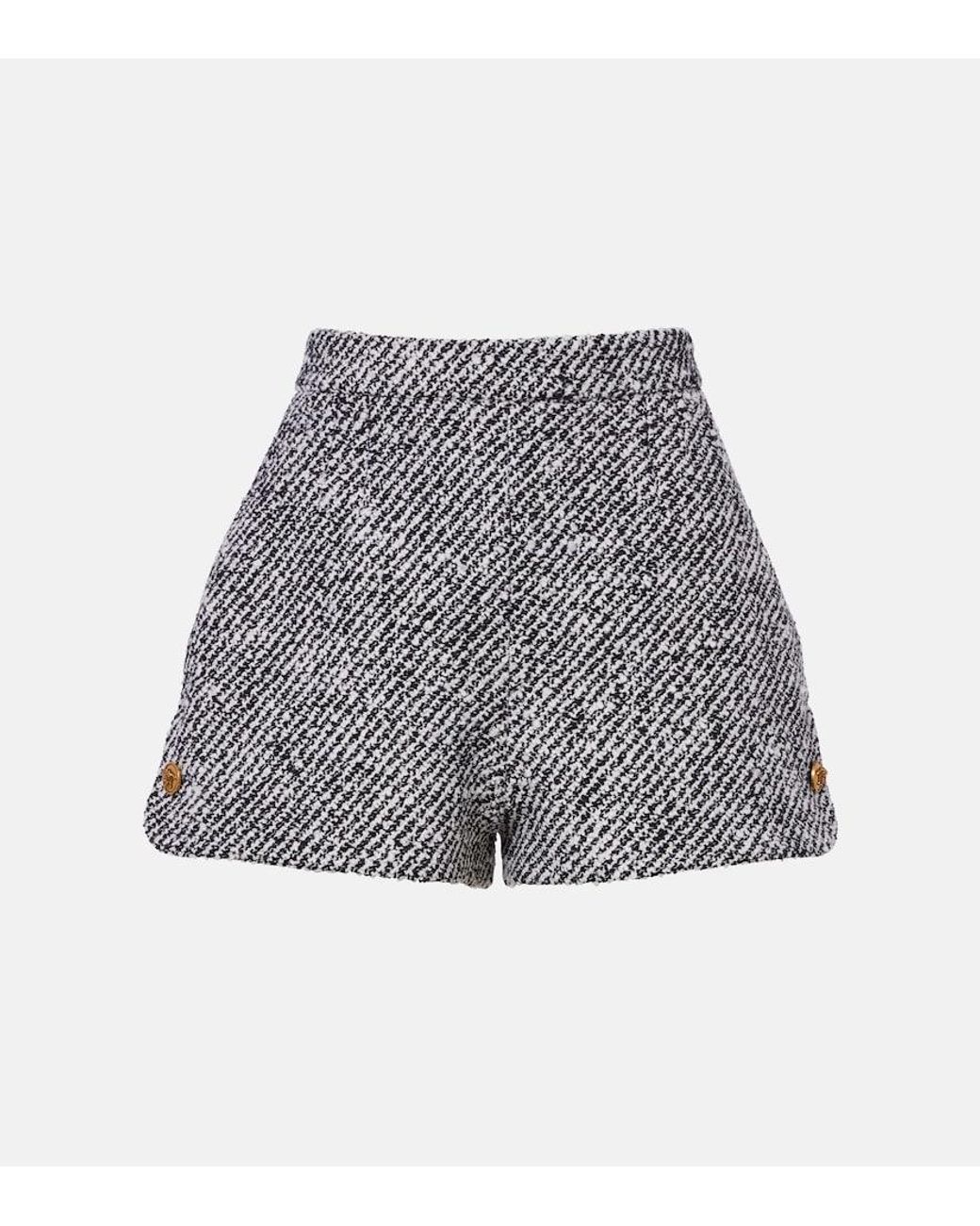 Versace Gray Wool-Blend Boucle Shorts