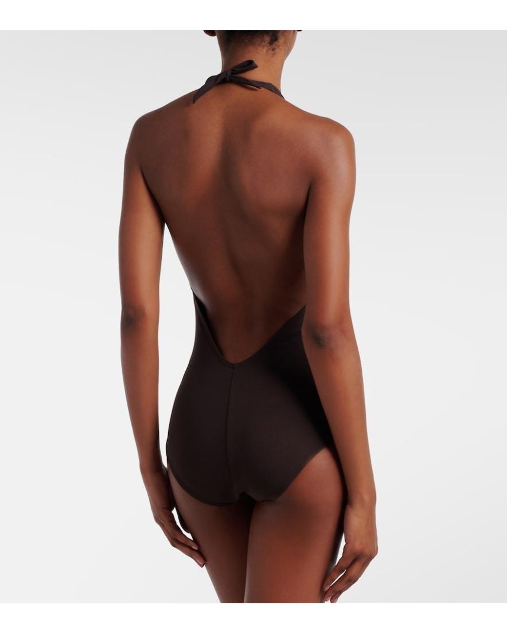 Karla Colletto Blue Solid Halterneck Swimsuit