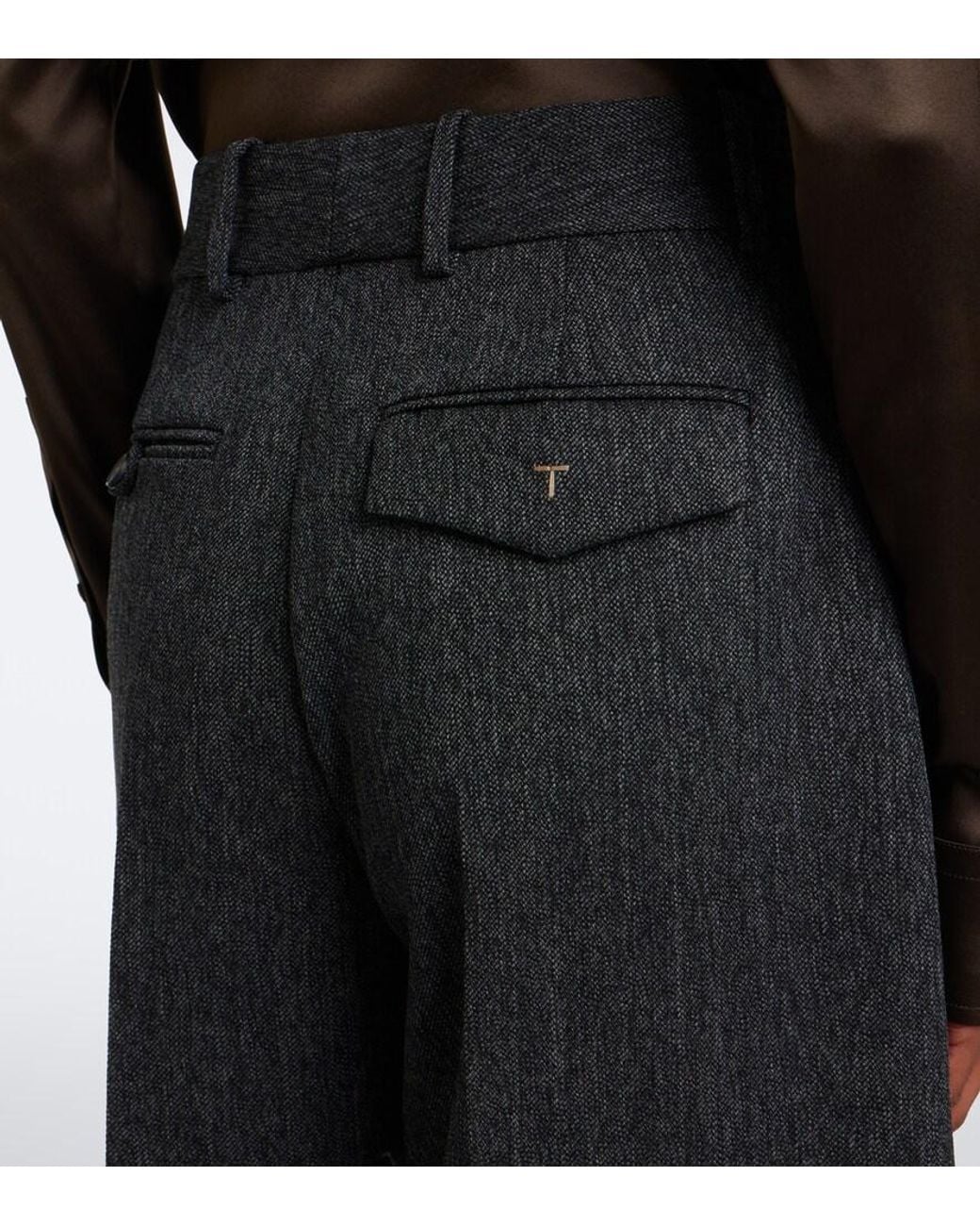 Tod's Gray Virgin Wool Wide-Leg Pants
