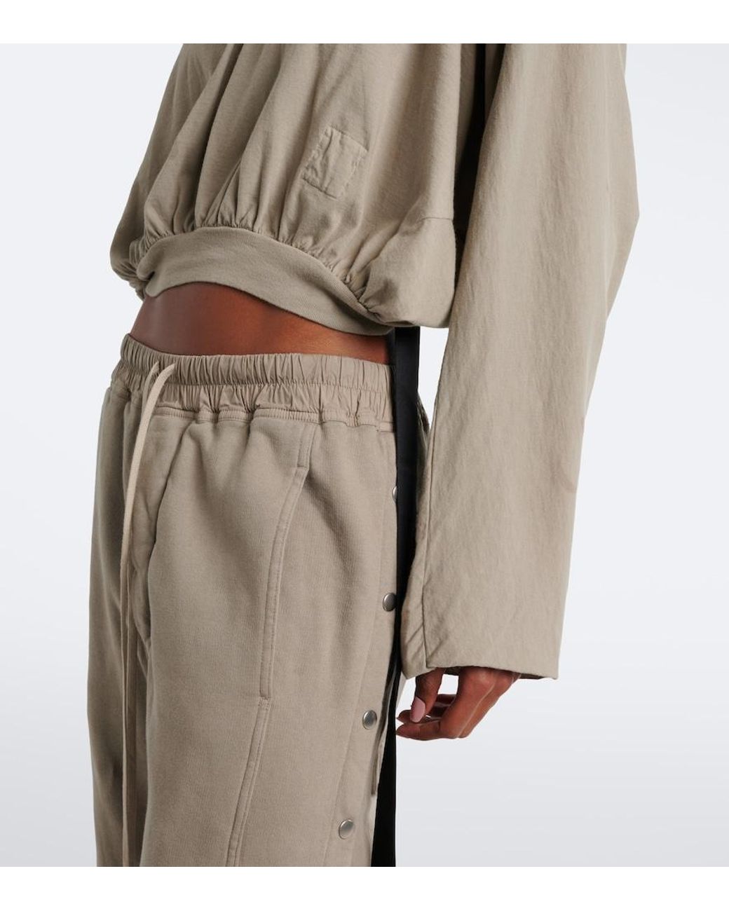 Rick Owens Green Drkshdw Cropped Cotton Jersey Hoodie