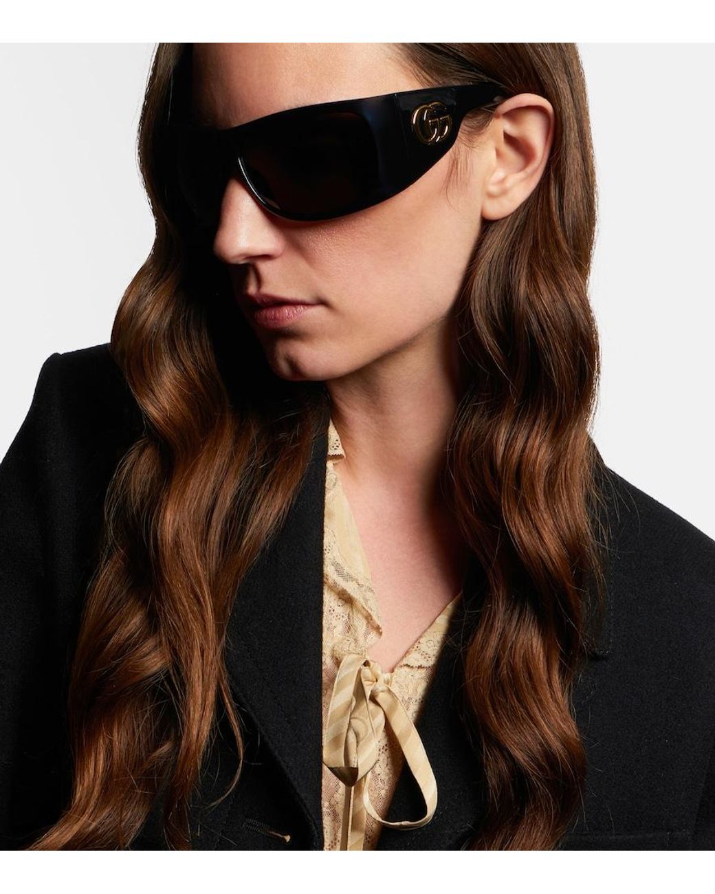 Gucci Black Double G Square Sunglasses