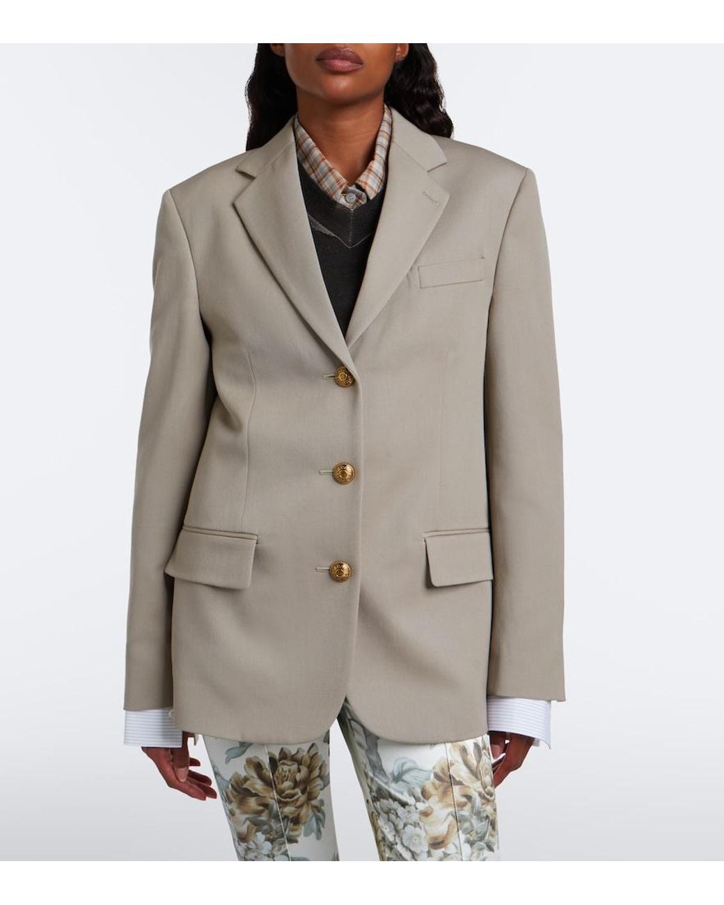 Acne Natural Layered Wool Blazer