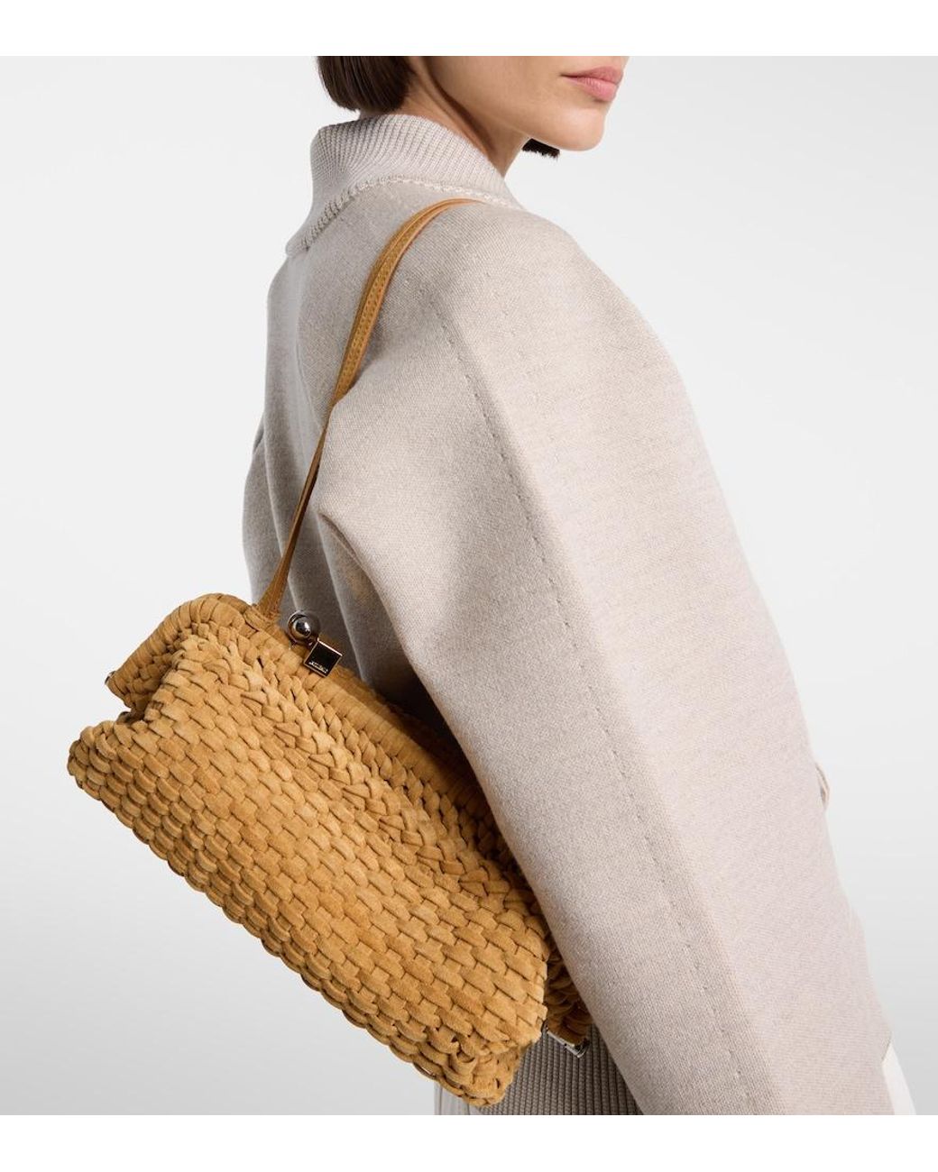 Jacquemus Natural Salon Woven Suede Clutch
