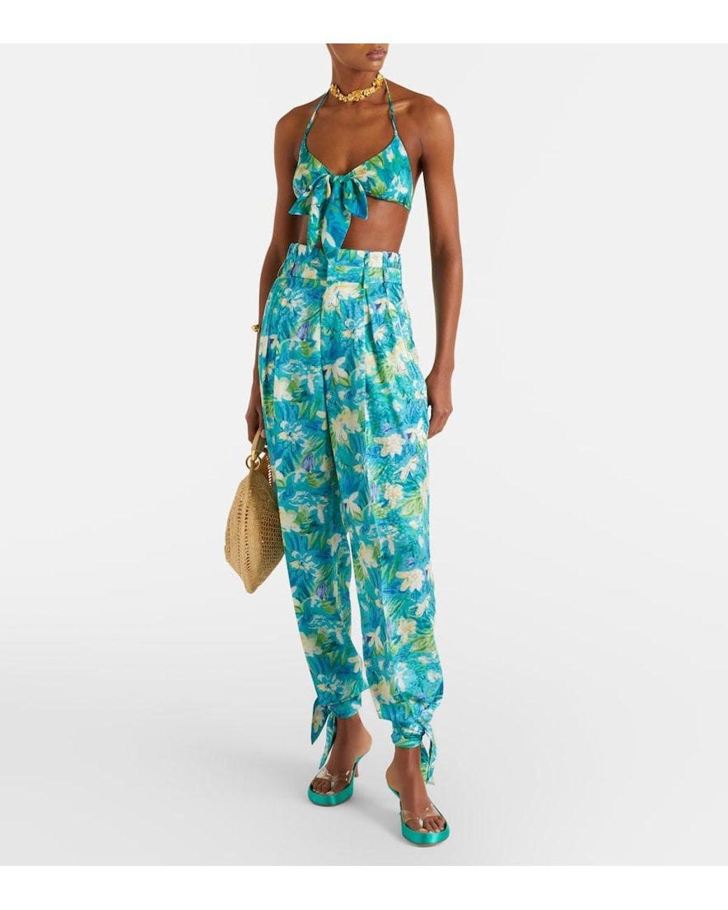 Chloé Green Junie Satin And Tpu Thong Sandals