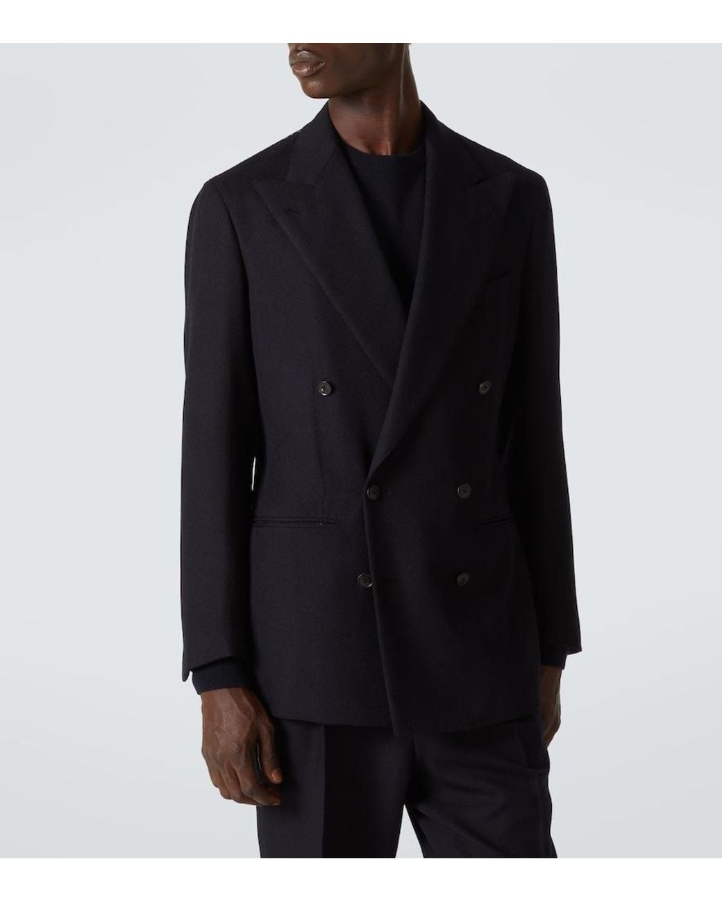 Saman Amel Blue Wool Twill Blazer for men