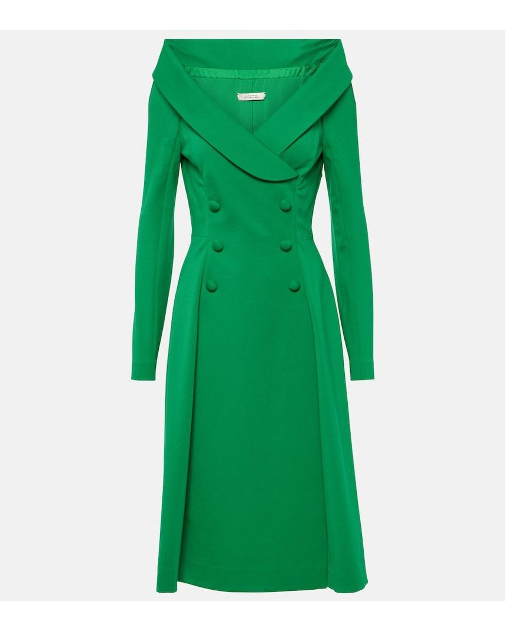 Dorothee Schumacher Green Off-Shoulder Midi Dress