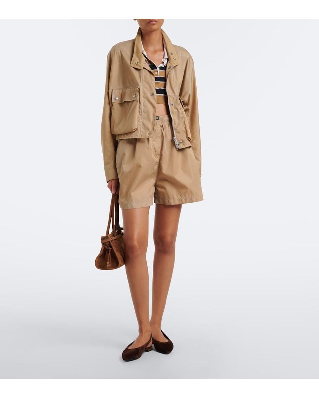 Prada Brown Suede Slingback Flats