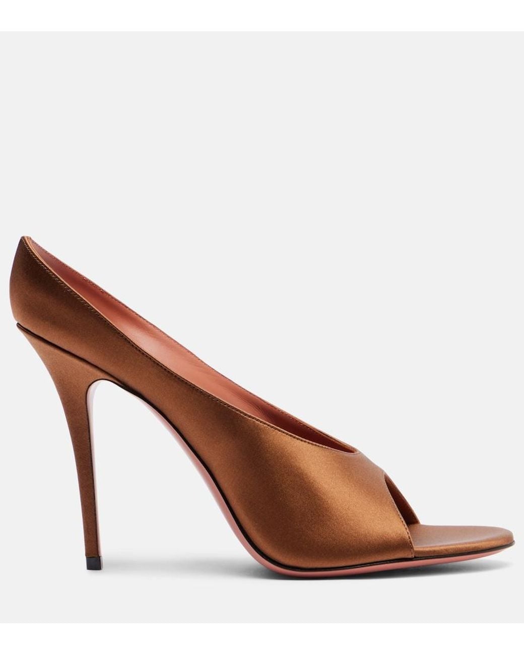 AMINA MUADDI Brown Anok 105 Satin Mules
