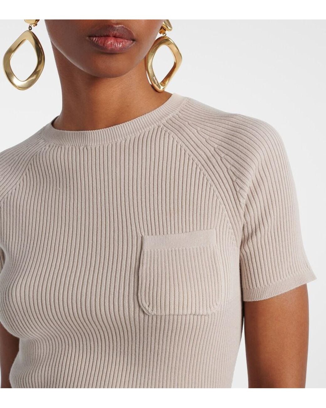 Max Mara White Berlino Ribbed-Knit Cotton Top