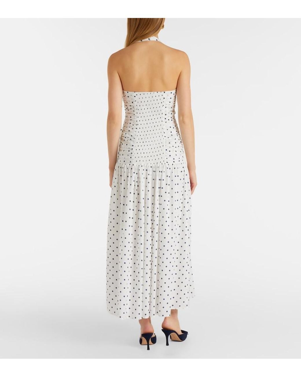 Posse White Edie Polka-Dot Maxi Dress