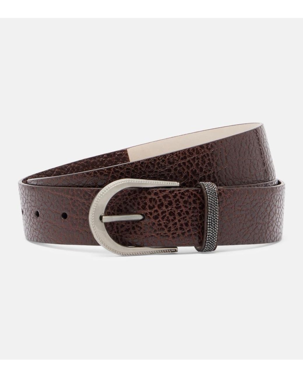 Brunello Cucinelli Brown Monili Leather Belt