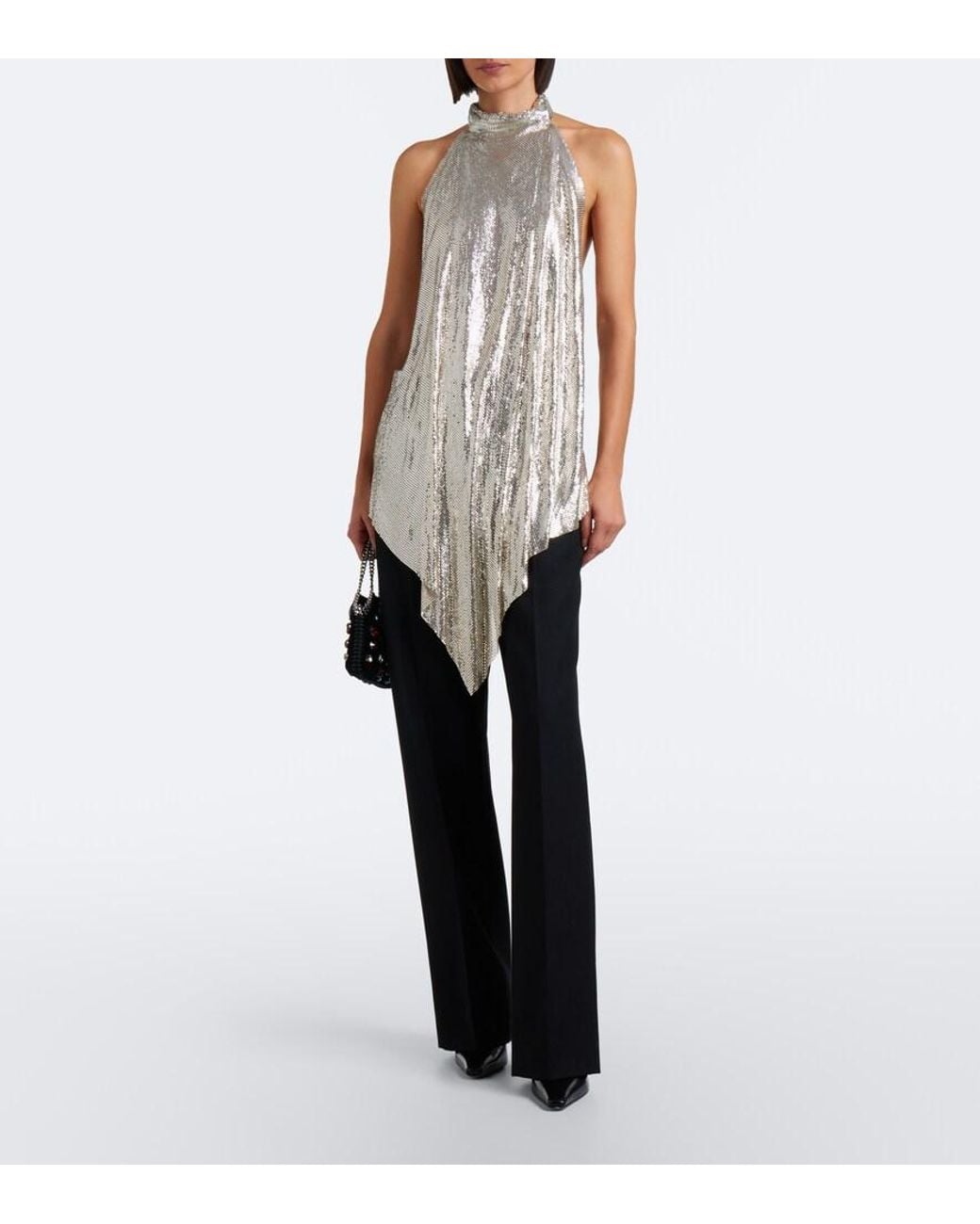 Stella McCartney Black Falabella Tiny Embellished Velvet Shoulder Bag