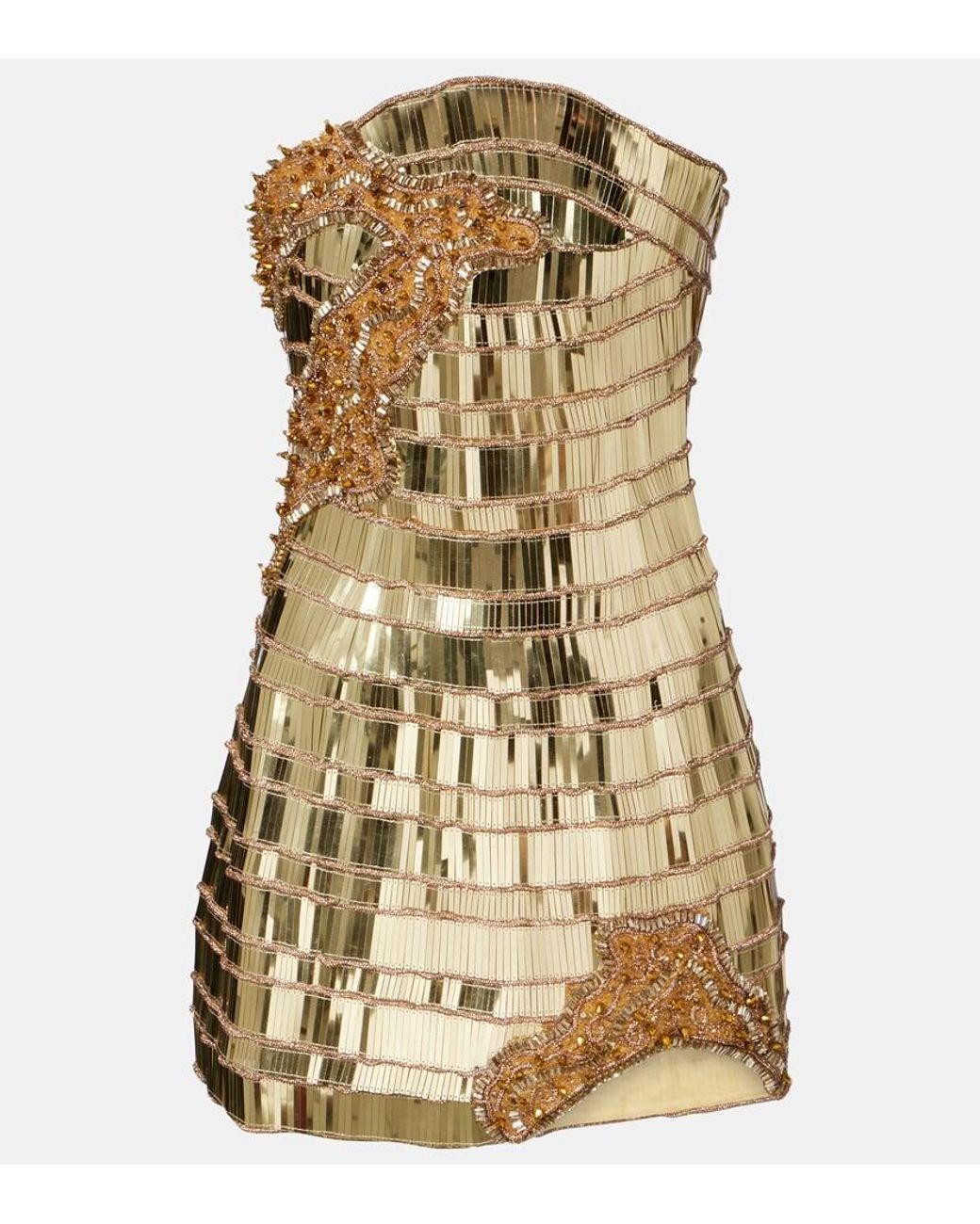 Rachel Gilbert Metallic Ariel Embellished Bustier Dress
