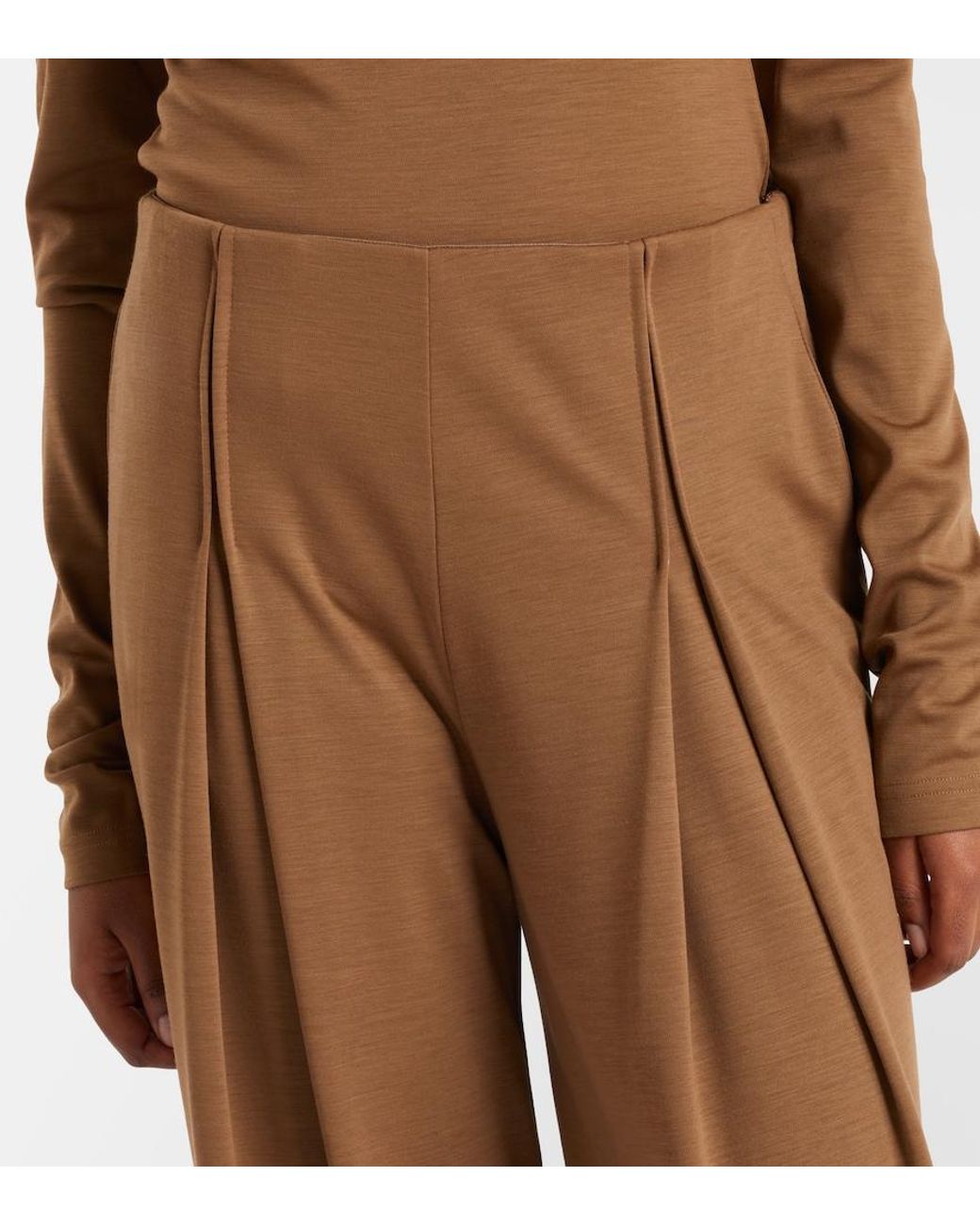 Max Mara Brown Cocco Virgin Wool Wide-Leg Pants