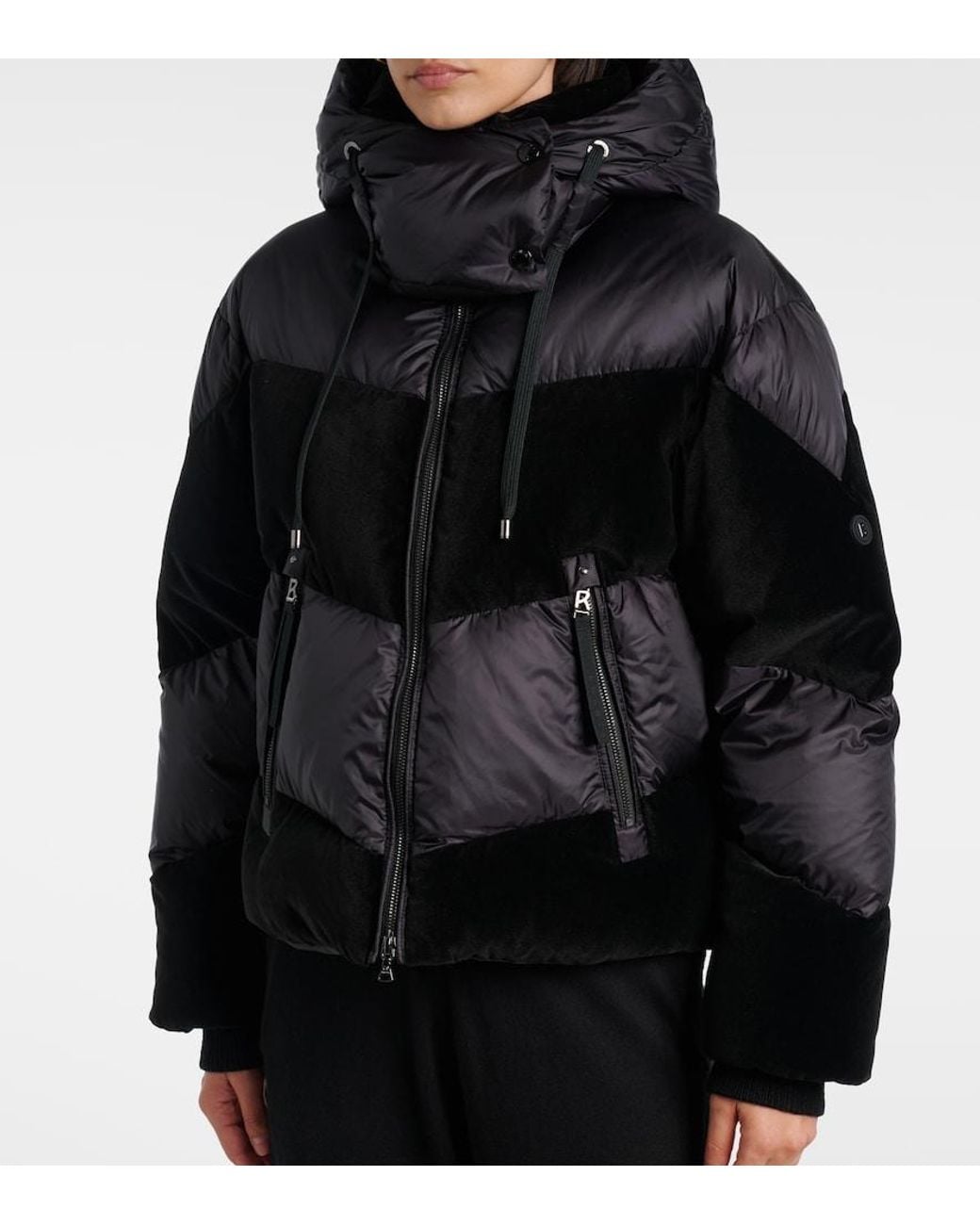 Bogner Black Cathy Velvet-Trimmed Down Jacket