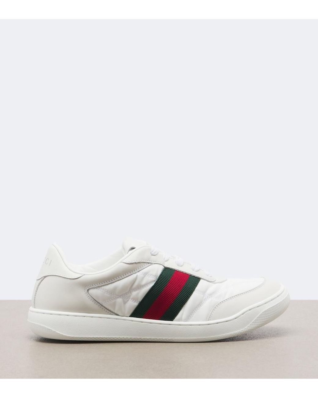 Gucci White Screener Web Stripe Sneakers
