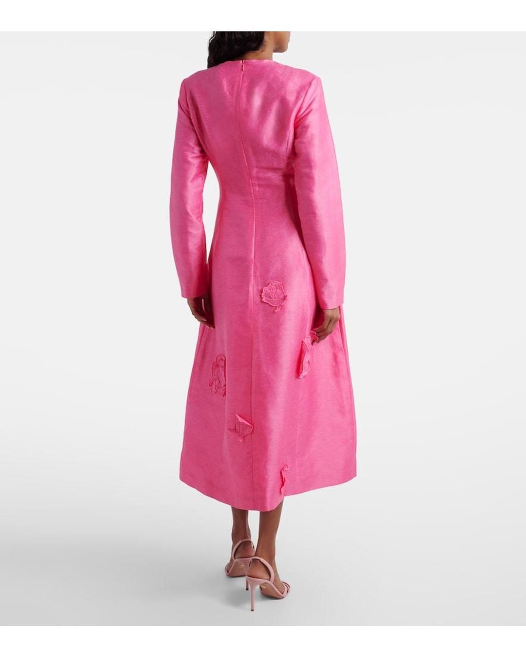LEO LIN Pink Amira Floral-Applique Cocktail Dress