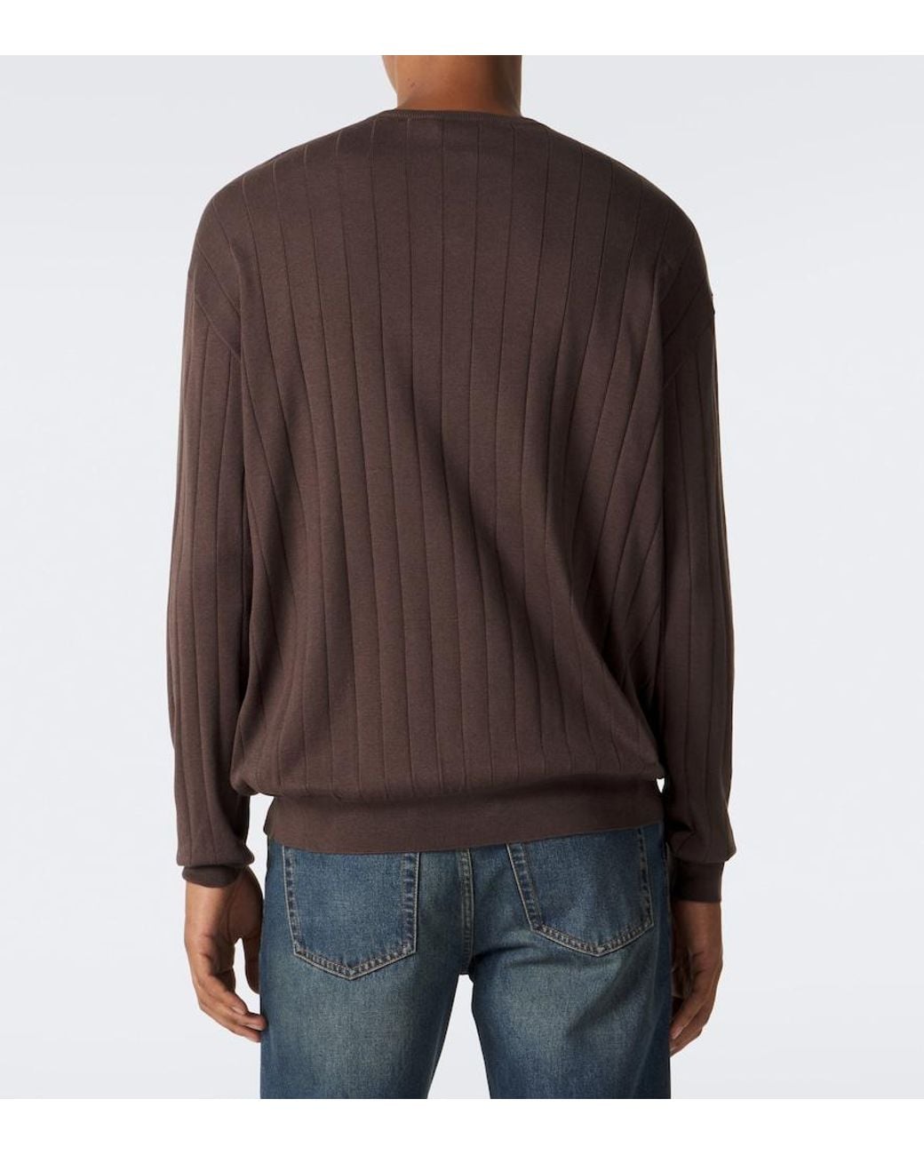 Gucci Brown Double G Silk And Cotton Sweater for men