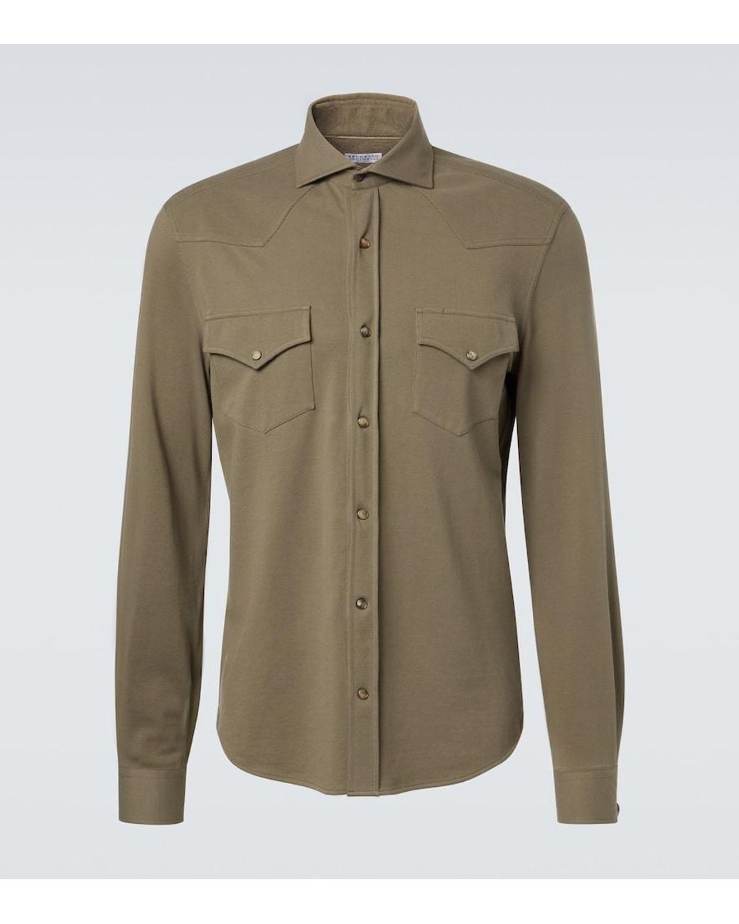 Brunello Cucinelli Green Cotton Overshirt for men