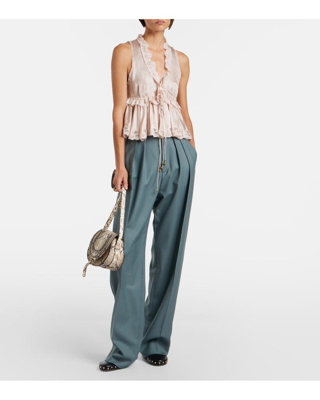 Chloé White Marcie Mini Snake-Effect Leather Crossbody Bag