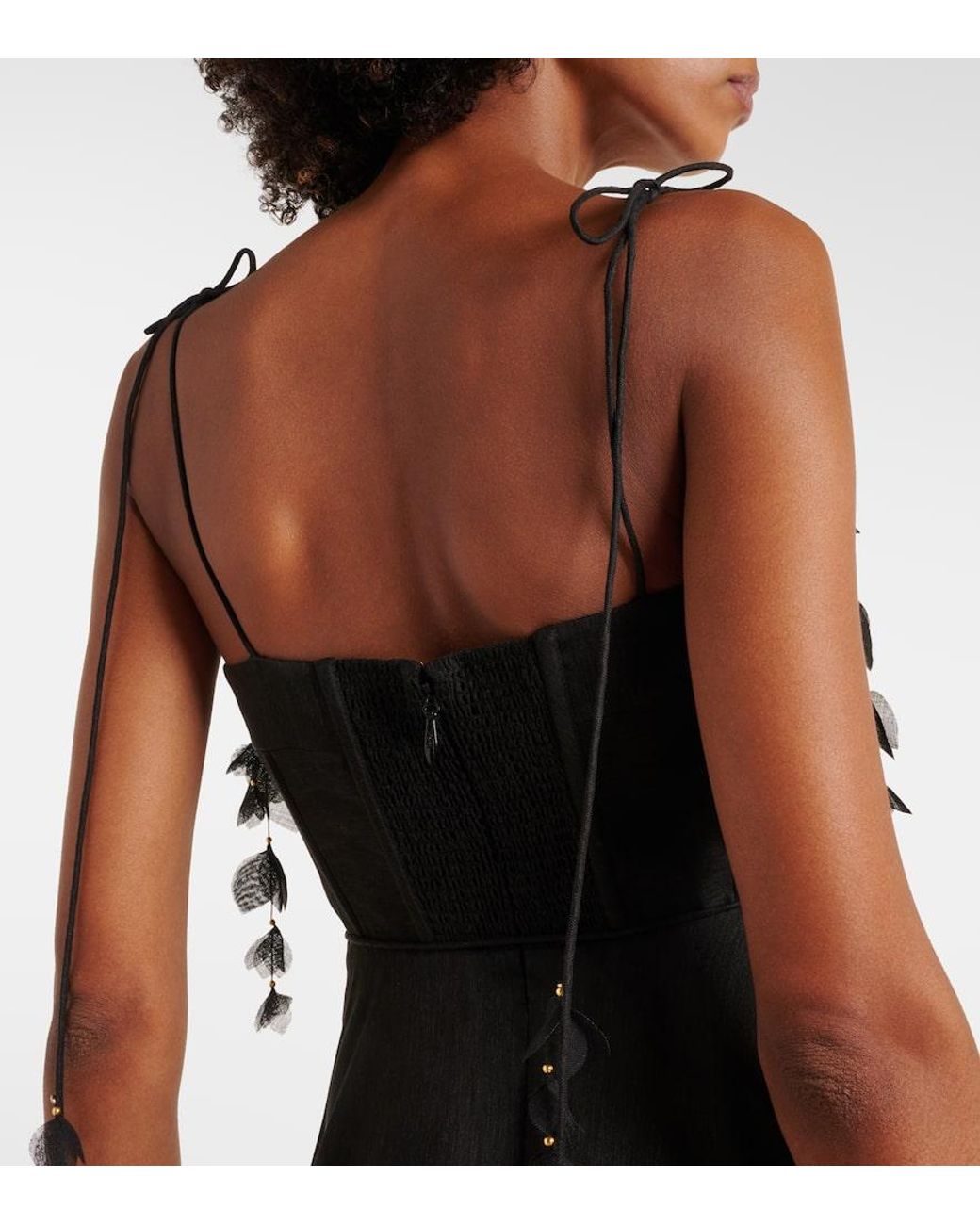 zimmermann natura strapless linen & silk dress Zimmermann Natura Linen And Silk Corset Dress in Black