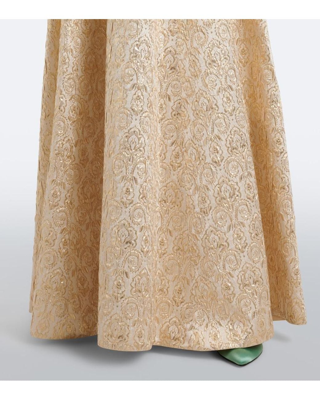 Emilia Wickstead Natural Lucretia Caped Floral Jacquard Gown