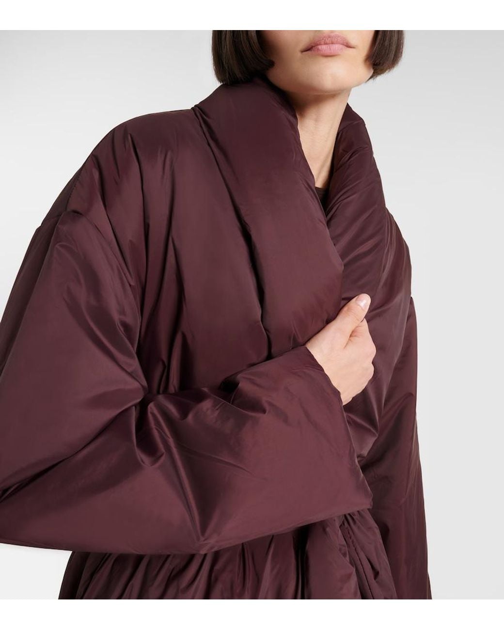 Leset Red Bo Belted Taffeta Puffer Coat