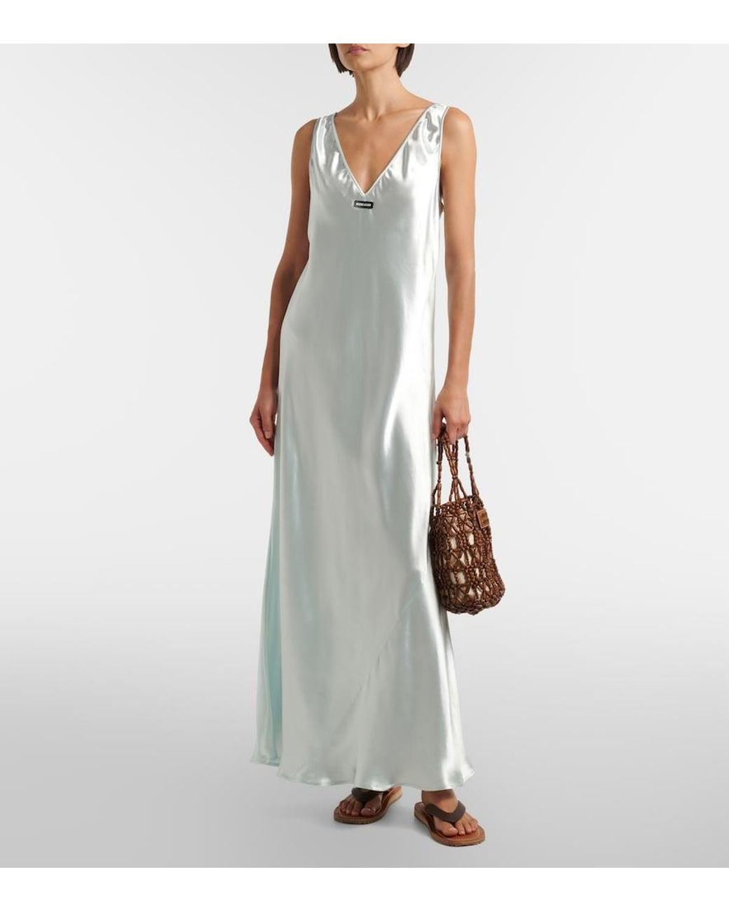 Miu Miu White Satin Maxi Dress
