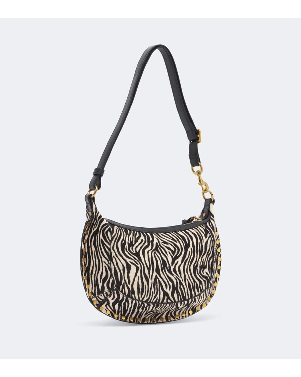 Isabel Marant White Oskan Moon Printed Calf Hair Shoulder Bag