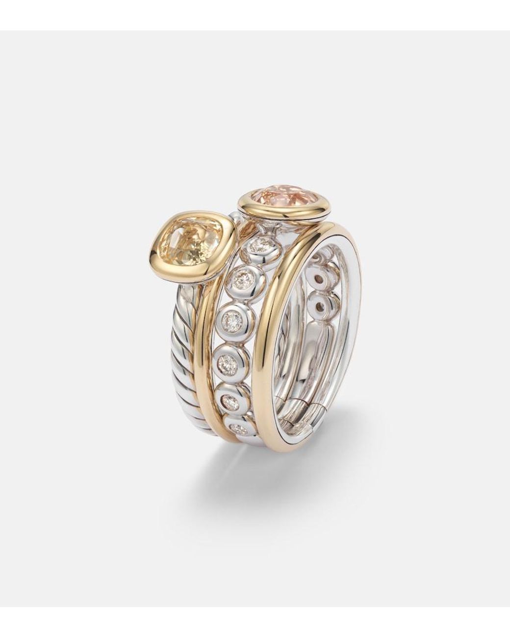 David Yurman White Dy Mercer 18Kt And Sterling Ring With Gemstones
