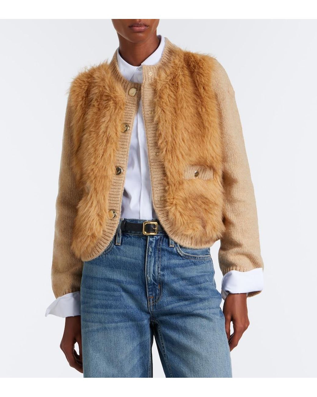 Moncler Natural Alpaca And Wool-Blend Down-Paneled Cardigan