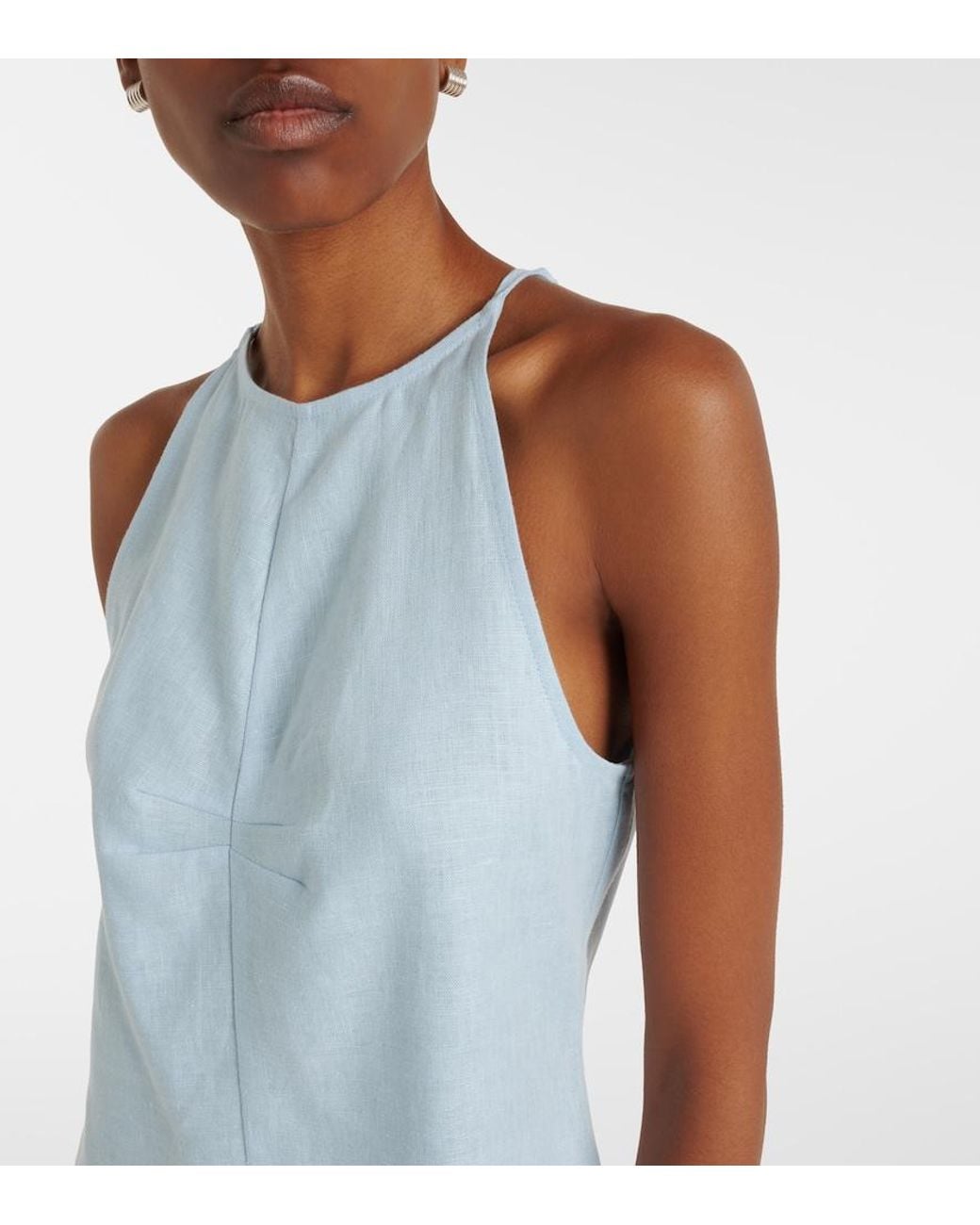 Asceno Blue Antigua Linen Minidress