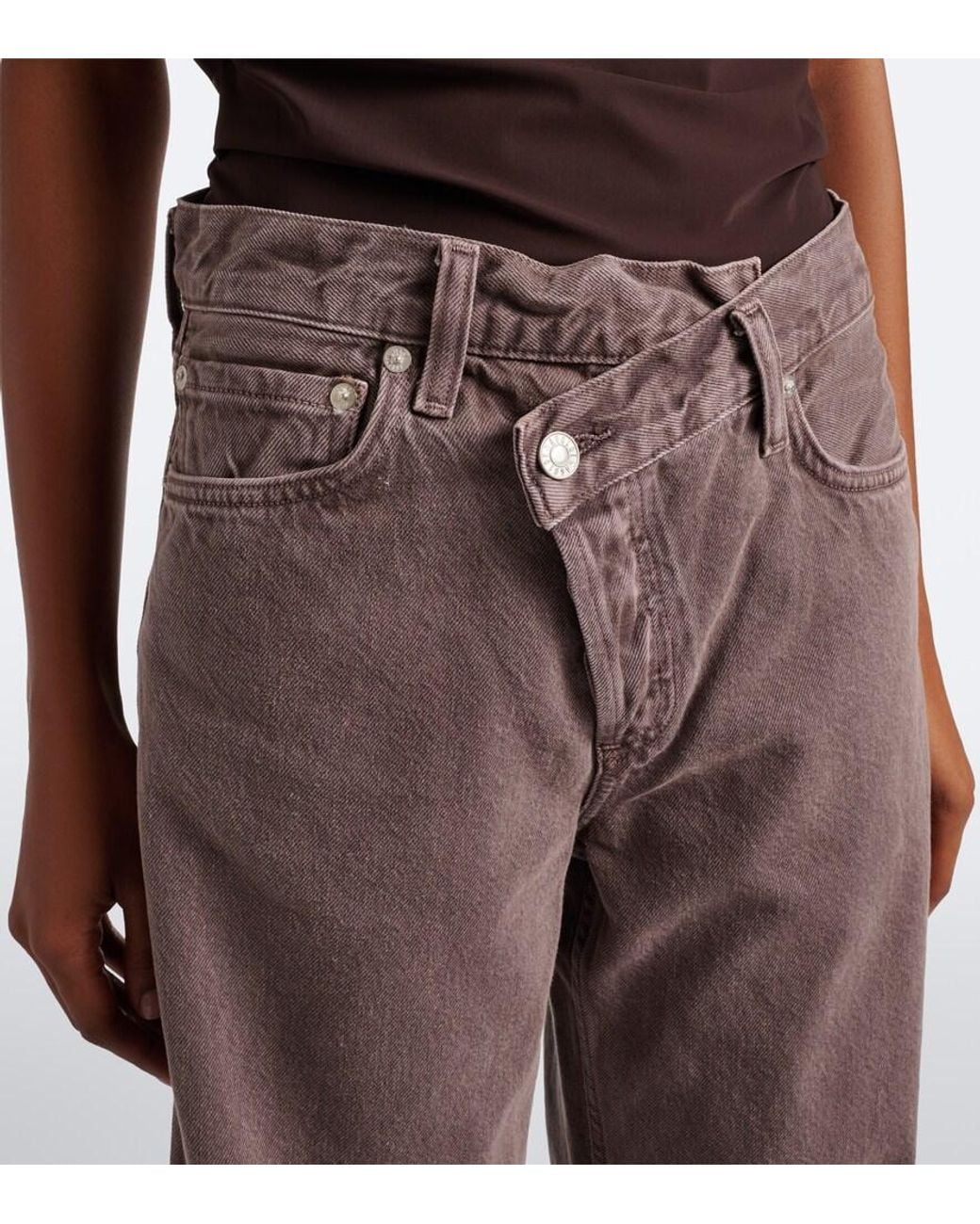 Agolde Brown Arc Criss Cross Wide-Leg Jeans