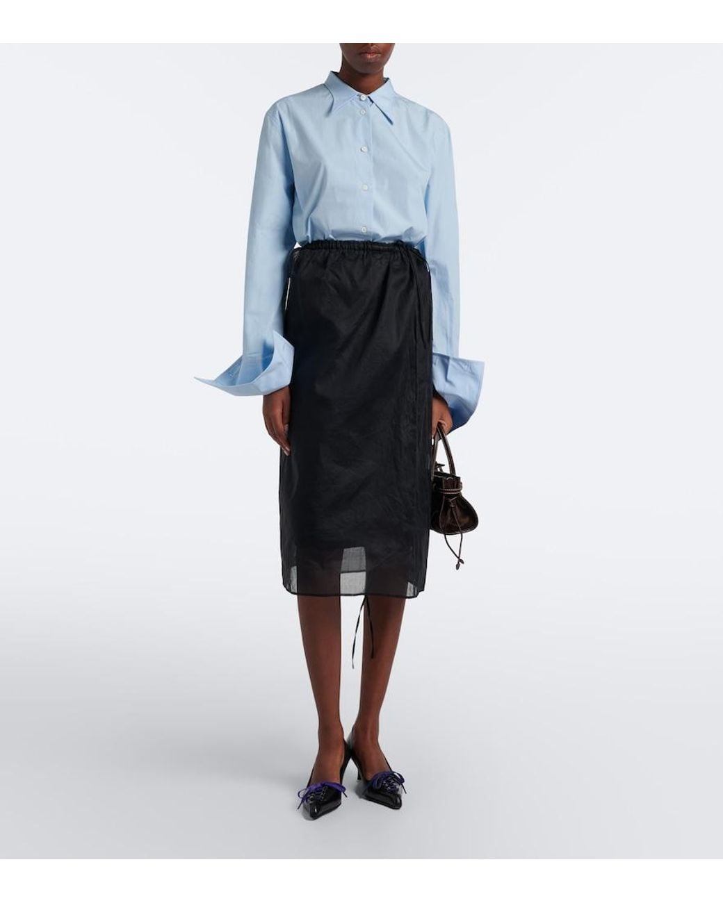 Prada Blue Oversized Cotton Poplin Shirt
