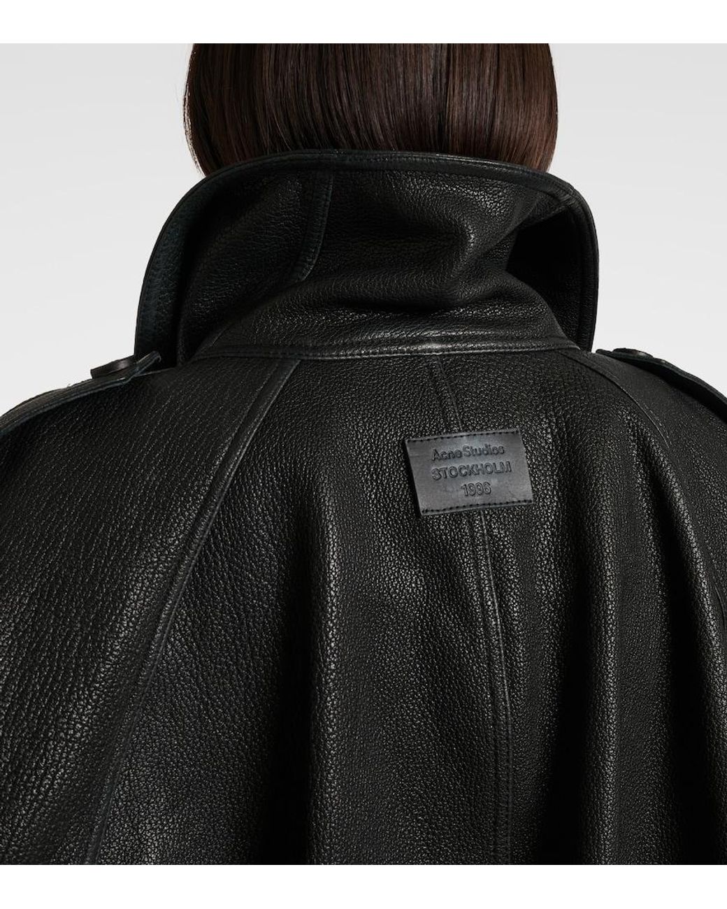 Acne Black Double-Breasted Leather Jacket