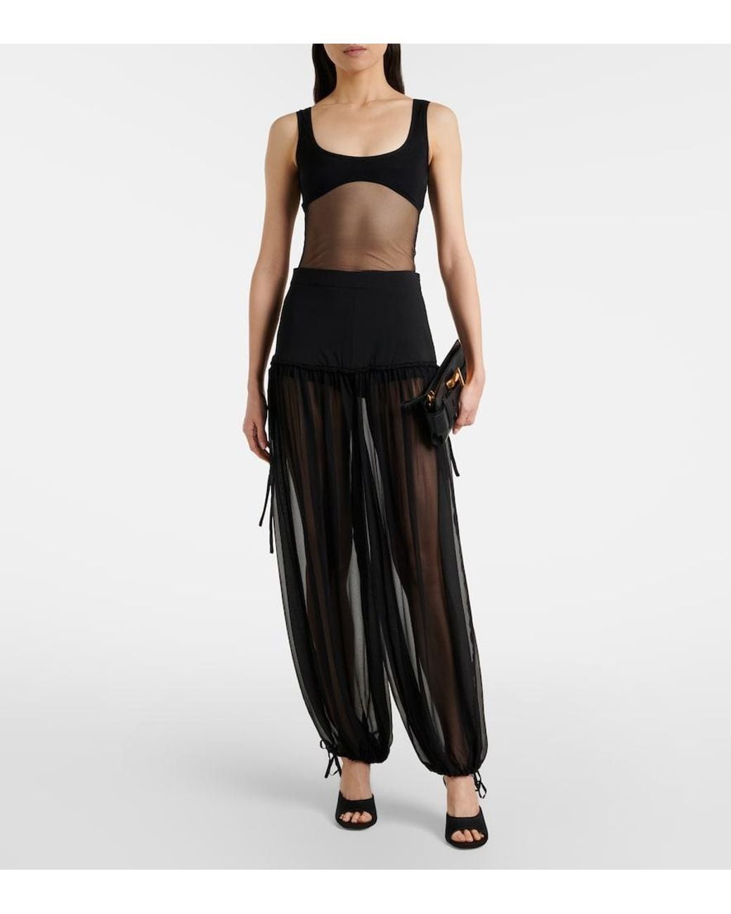 Nensi Dojaka Black Semi-Sheer Tank Top