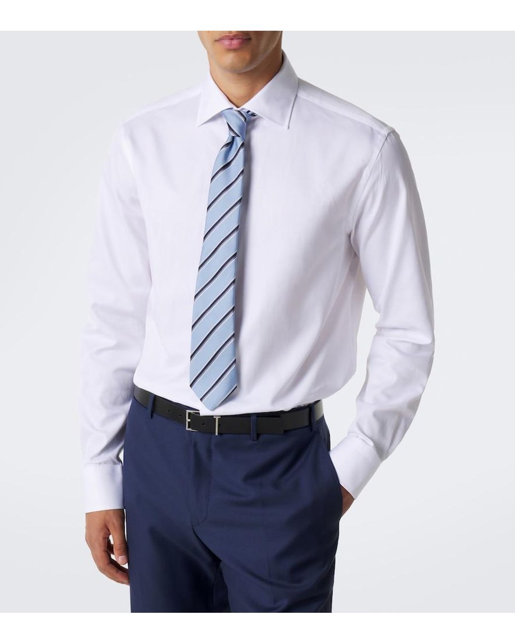 Canali White Cotton Poplin Shirt for men