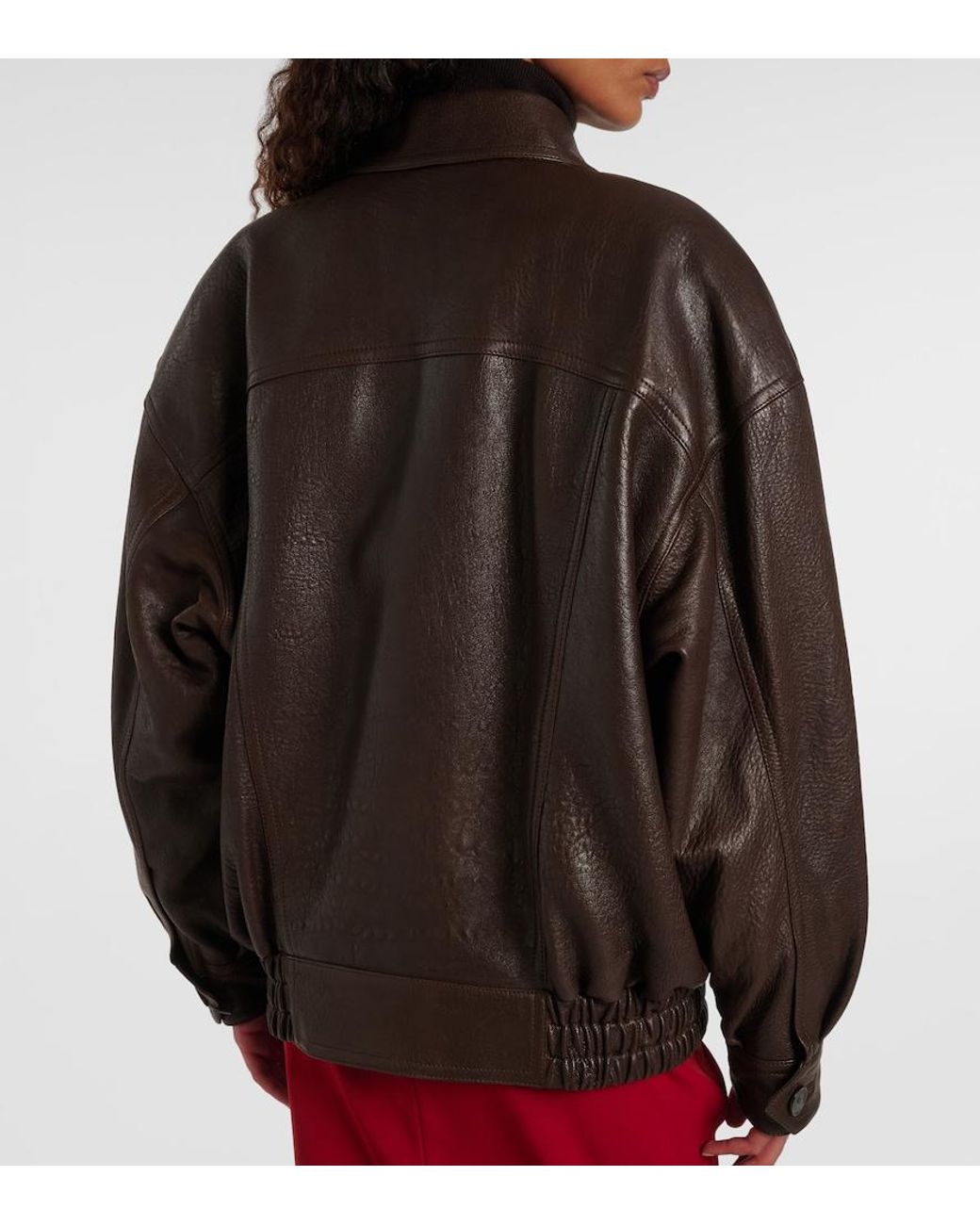 Saint Laurent Brown Leather Bomber Jacket