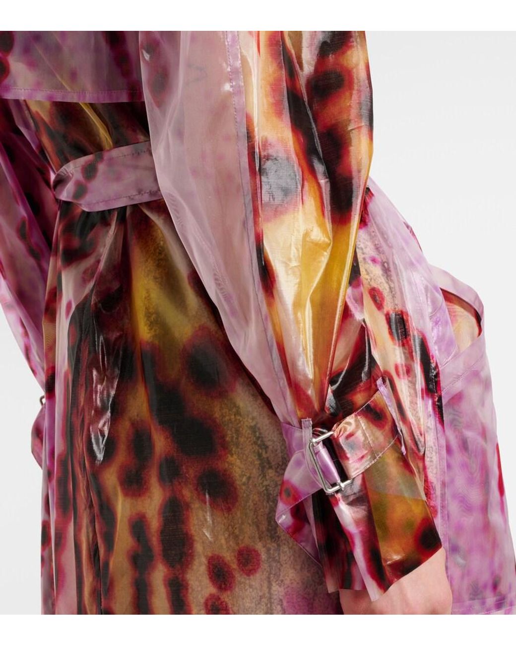 Dries Van Noten Pink Printed Double-Breasted Trench Coat