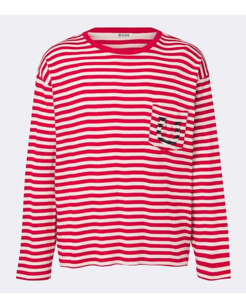 Bode Red Horseshoe Striped Cotton Jersey T-Shirt for men